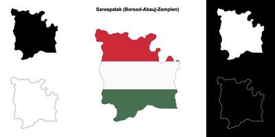 Sarospatak district outline map set vector
