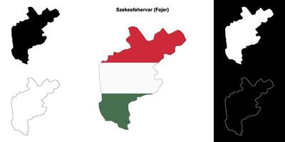 Szekesfehervar district outline map set vector