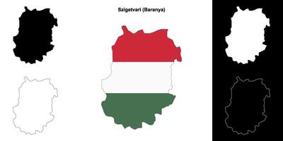 Szigetvari district outline map set vector