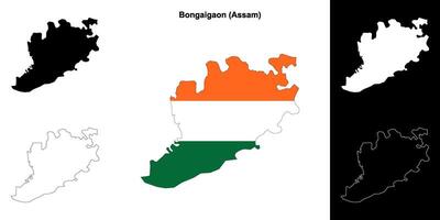 Bongaigaon district, Assam blank outline map set vector