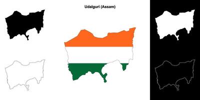 Udalguri district, Assam blank outline map set vector