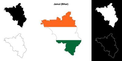 Jamui district, Bihar blank outline map set vector