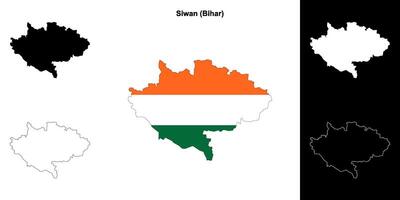Siwan district, Bihar blank outline map set vector