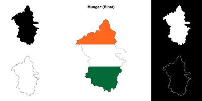Munger district, Bihar blank outline map set vector