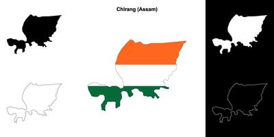 Chirang district, Assam blank outline map set vector