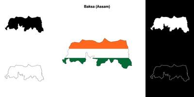 Baksa district, Assam blank outline map set vector