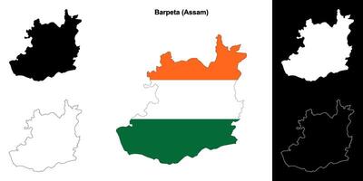 Barpeta district, Assam blank outline map set vector