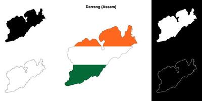 Darrang district, Assam blank outline map set vector