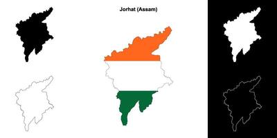 Jorhat district, Assam blank outline map set vector