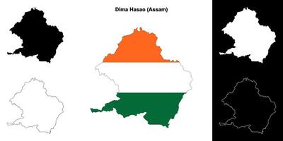Dima Hasao district, Assam blank outline map set vector