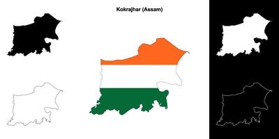 Kokrajhar district, Assam blank outline map set vector
