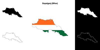 Gopalganj district, Bihar blank outline map set vector