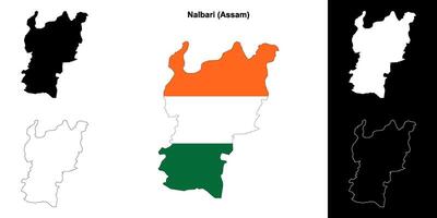 Nalbari district, Assam blank outline map set vector