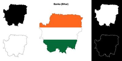 Banka district, Bihar blank outline map set vector