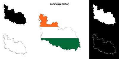 Darbhanga district, Bihar blank outline map set vector