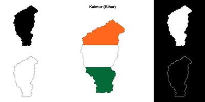 Kaimur district, Bihar blank outline map set vector