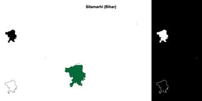 Sitamarhi district, Bihar blank outline map set vector