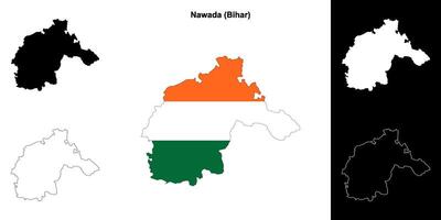 Nawada district, Bihar blank outline map set vector