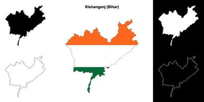 Kishanganj district, Bihar blank outline map set vector