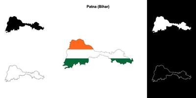 Patna district, Bihar blank outline map set vector