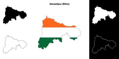 Samastipur district, Bihar blank outline map set vector