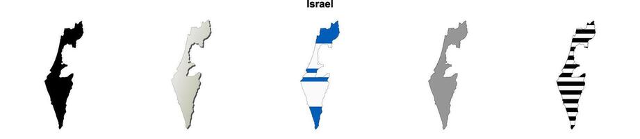 Israel outline map set vector