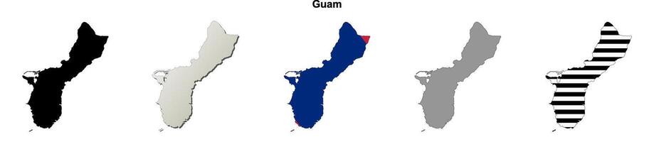 Guam outline map set vector