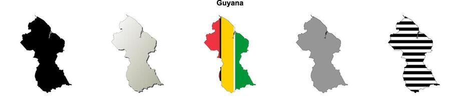 Guyana outline map set vector
