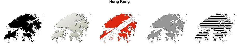 Hong Kong outline map set vector