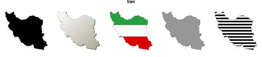 Iran outline map set vector