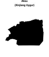 Aksu prefecture blank outline map vector