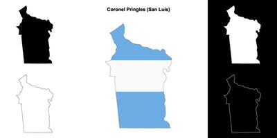 Coronel Pringles department, San Luis outline map set vector