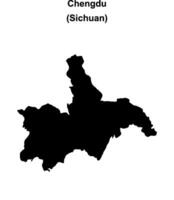 Chengdu blank outline map vector