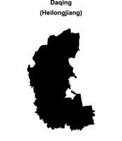 Daqing blank outline map vector