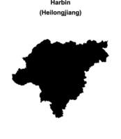Harbin blank outline map vector
