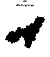 Jixi blank outline map vector