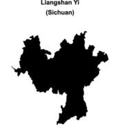 Liangshan Yi blank outline map vector