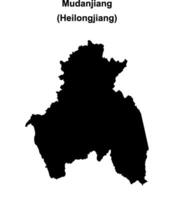 Mudanjiang blank outline map vector
