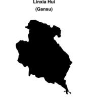 Linxia Hui blank outline map vector