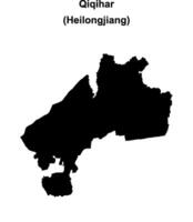 Qiqihar blank outline map vector