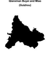 Qianxinan Buyei and Miao blank outline map vector