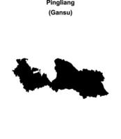 Pingliang blank outline map vector