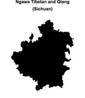 Ngawa Tibetan and Qiang blank outline map vector