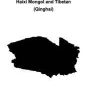 Haixi Mongol and Tibetan blank outline map vector