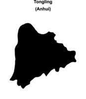 Tongling blank outline map vector