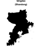Qingdao blank outline map vector