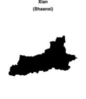 Xian blank outline map vector