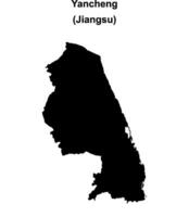 Yancheng blank outline map vector
