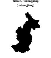 Yichun, Heilongjiang blank outline map vector