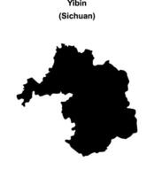 Yibin blank outline map vector